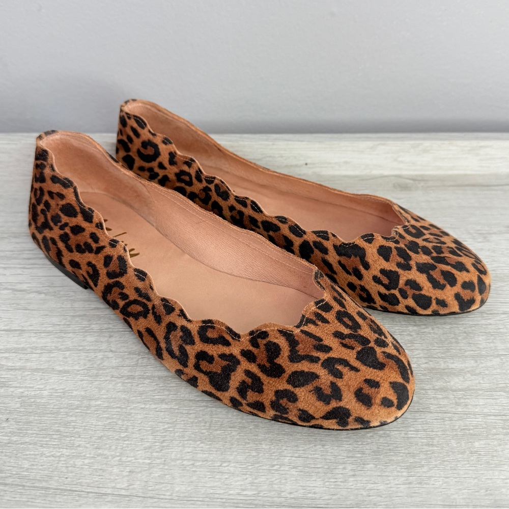 FS/NY French Sole Jigsaw Leopard Print Scalloped Flats size 8 - Picture 13 of 14
